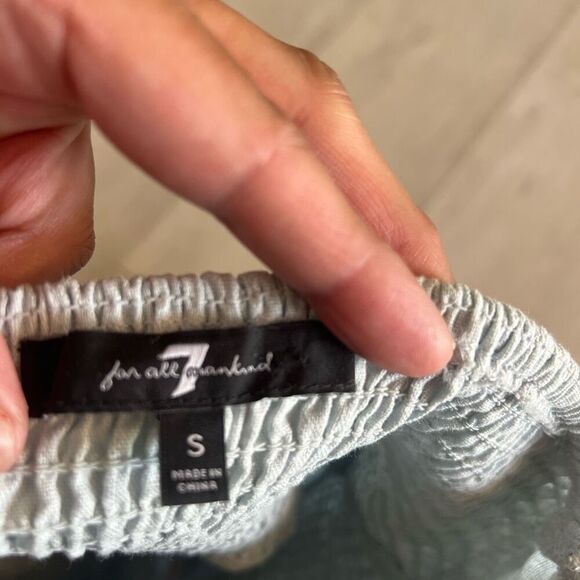 7 FOR ALL MANKIND LINEN BLEND SMOCKED PUFF SLEEVE DRESS SIZE SMALL - Picture 7 of 7